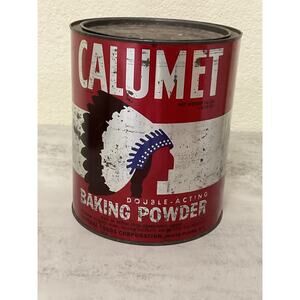 Vintage Calumet Baking Powder Large 10 lb. Advertising Tin Can Indian Chief USA